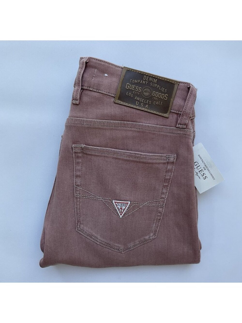 Guess Men's Slim Tapered Jeans Super Stretch Comfort Light Pink Denim Size 33